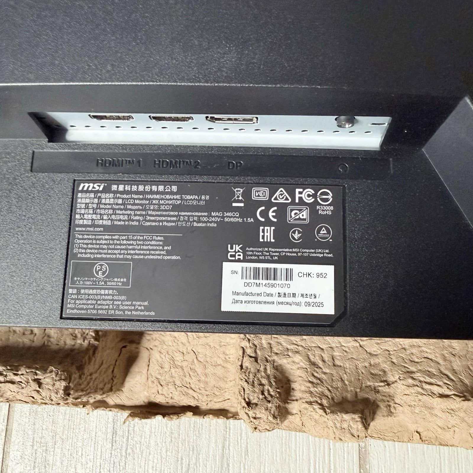 MSI MAG 346CQ Monitors New