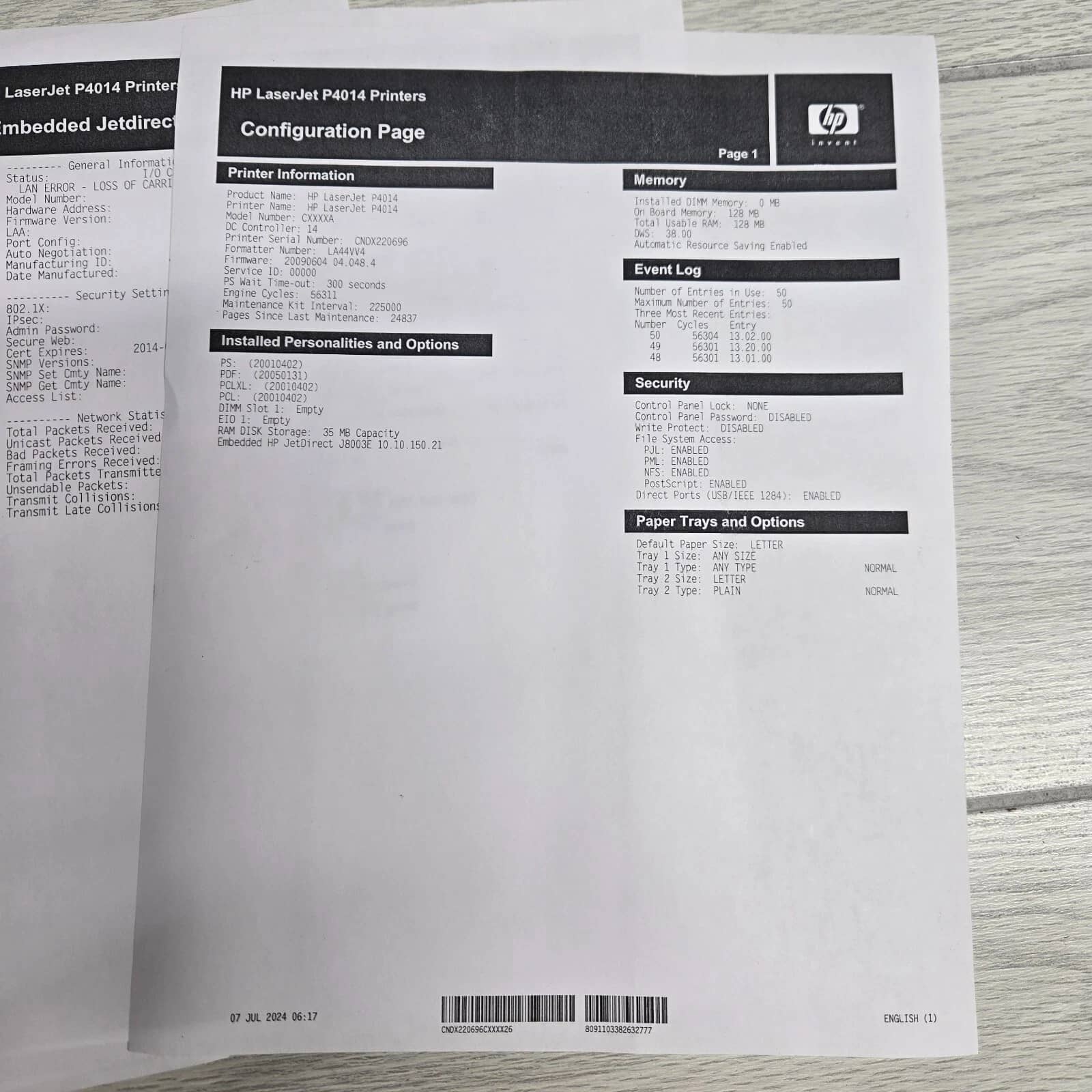 HP Laserjet P4014n Printers Refurbished - Excellent