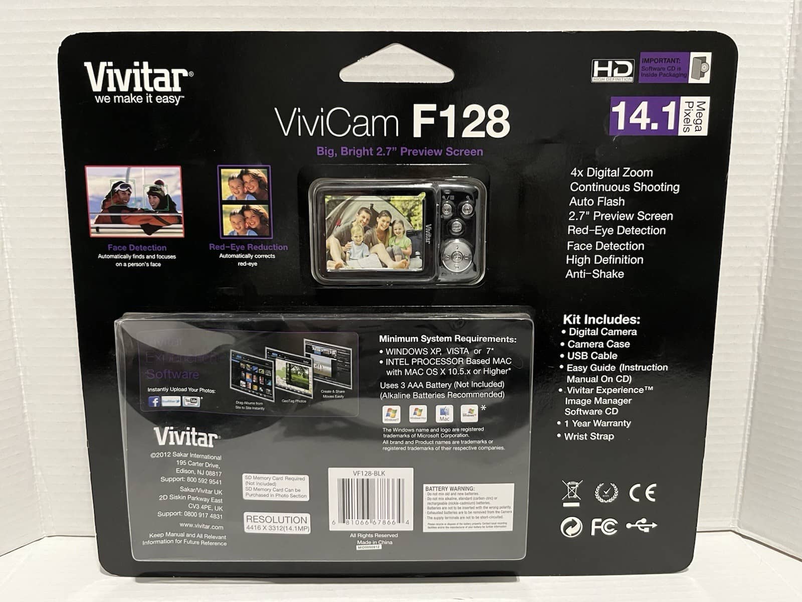 Vivitar ViviCam F128 Digital Cameras Black New