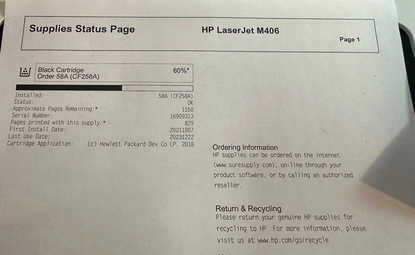 HP Laserjet M406dn Printers Used - Good