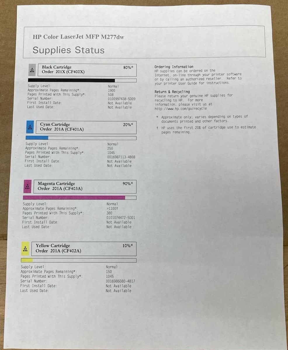 HP Color Laserjet Pro MFP M277DW Printers Used - Good