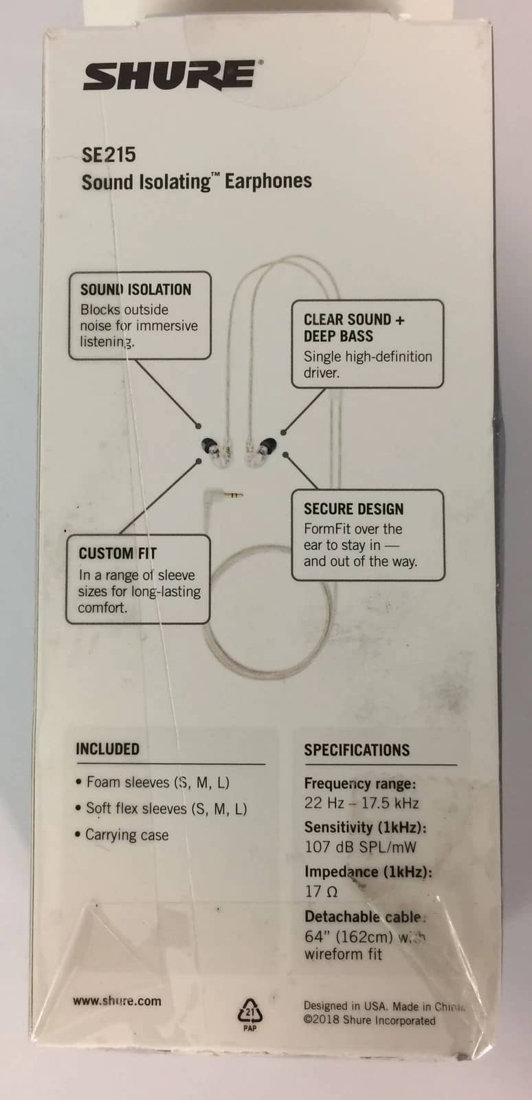 Shure In-Ear Monitors Headphones & Earbuds Transparent New