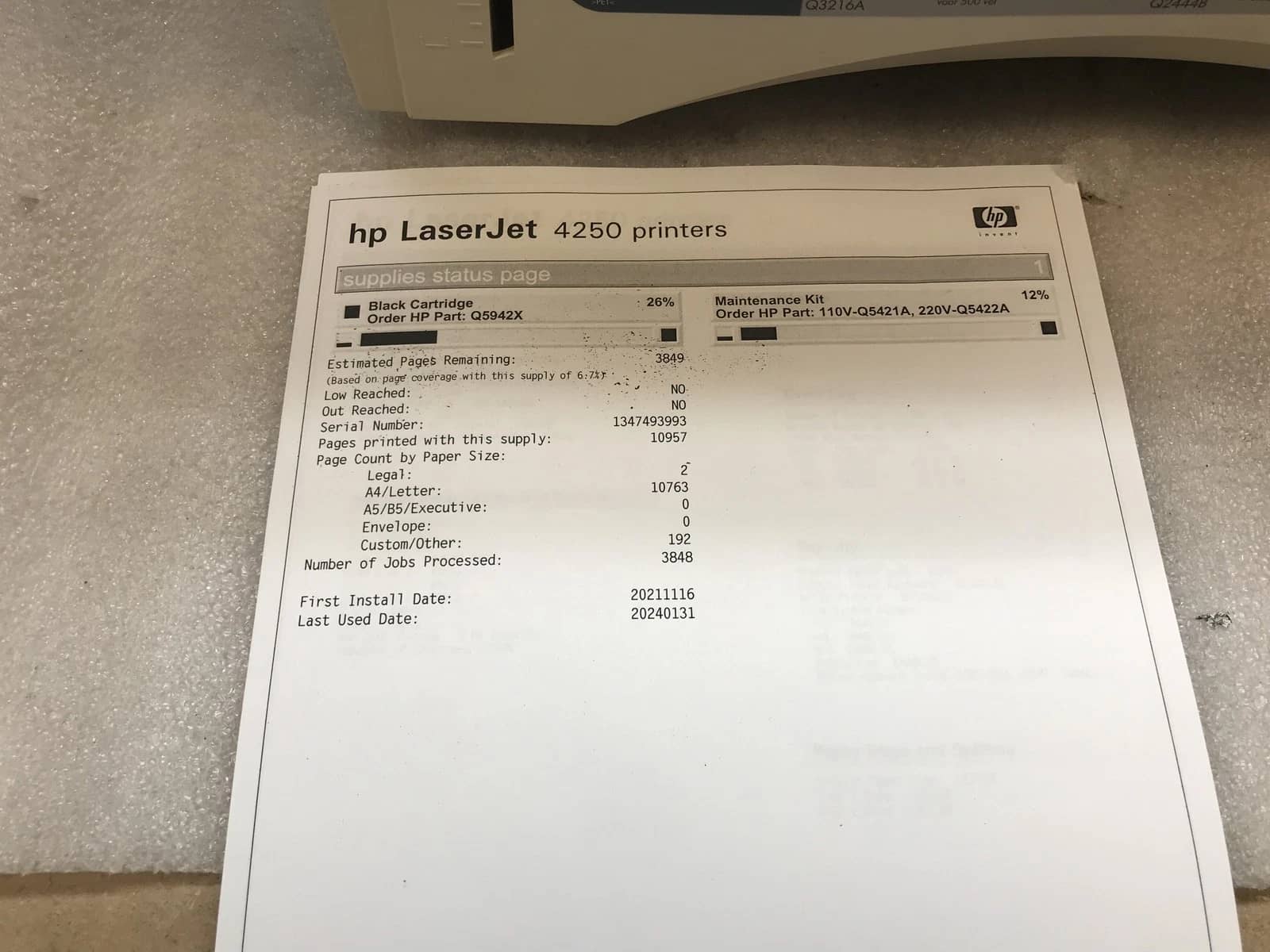 HP 4250tn Printers Refurbished - Excellent