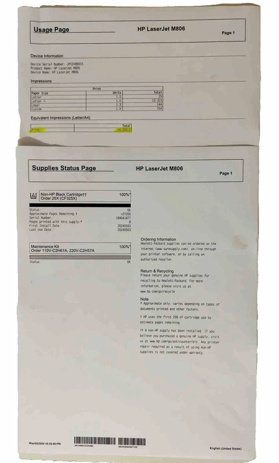 HP M806dn Printers New