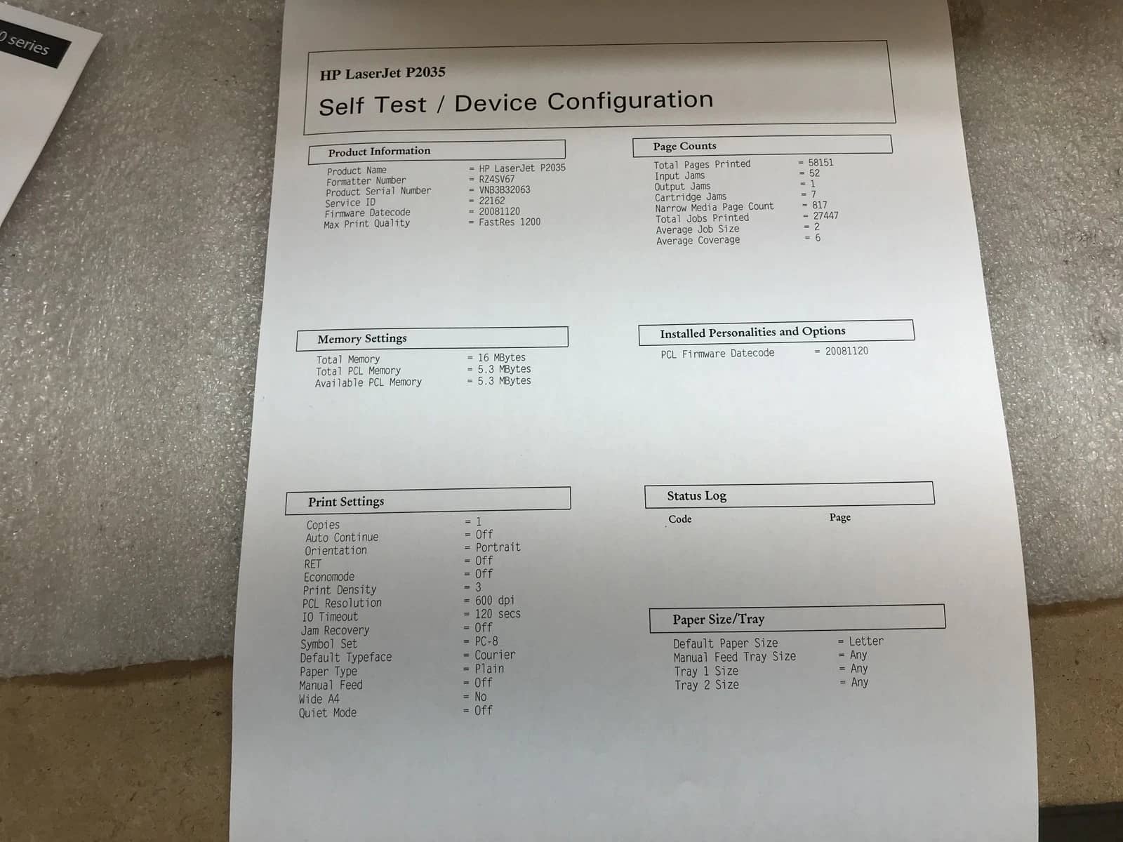 HP Hp2035N Printers Used - Good