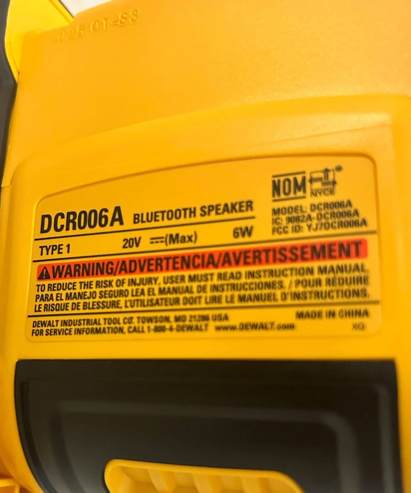 DEWALT DCR006 Portable Bluetooth Speakers Yellow Refurbished - Excellent