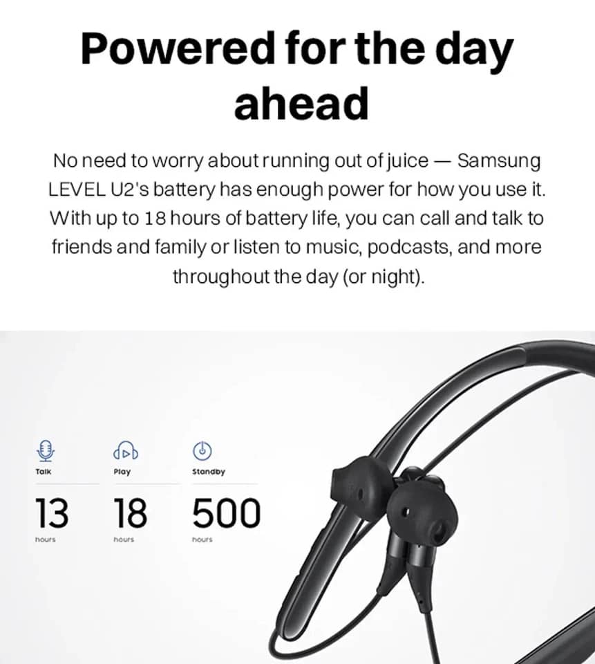 Samsung Level U2 Headphones & Earbuds Black Refurbished - Good