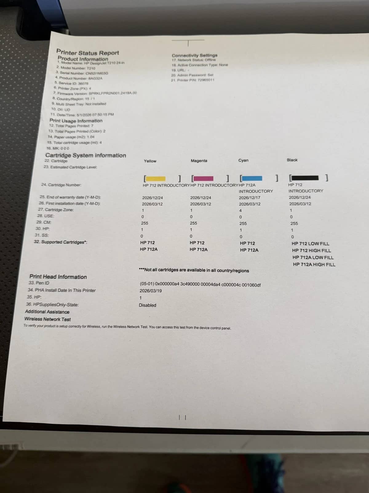 HP DesignJet T210 24-in Printers New