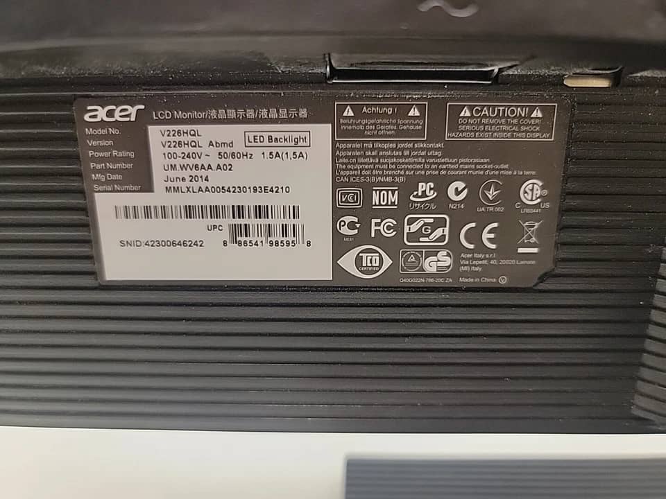 Acer V226HQL Monitors