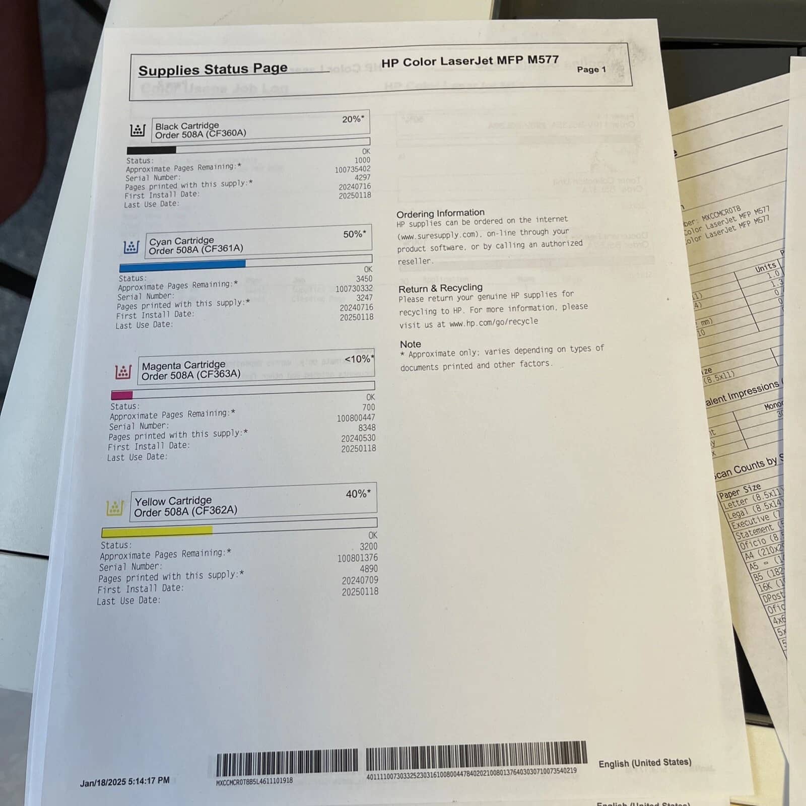 HP MFP M577 Printers Used - Good