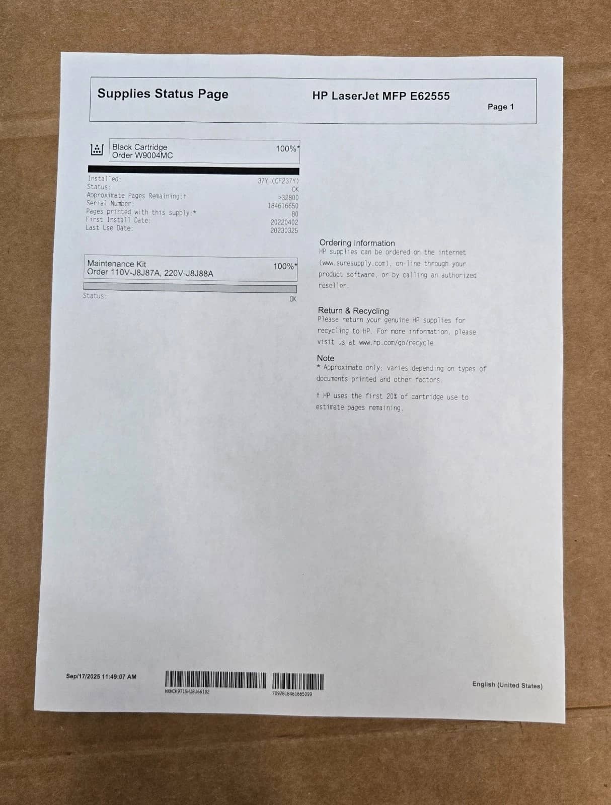 HP E62555 Printers Used - Good