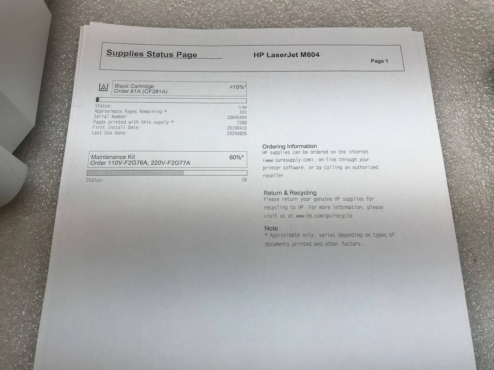HP LaserJet Enterprise M604 Printers Used - Good