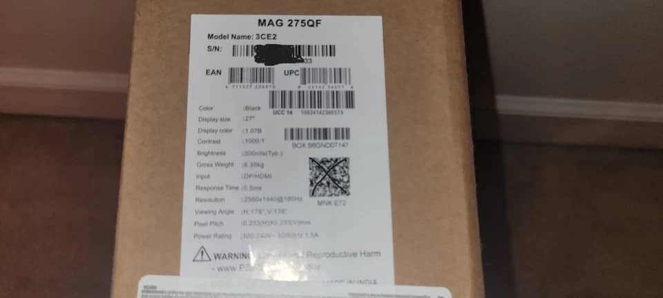 MSI MAG275QF Monitors