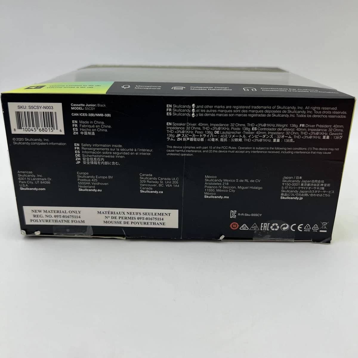 Skullcandy Cassette Headphones & Earbuds Black New
