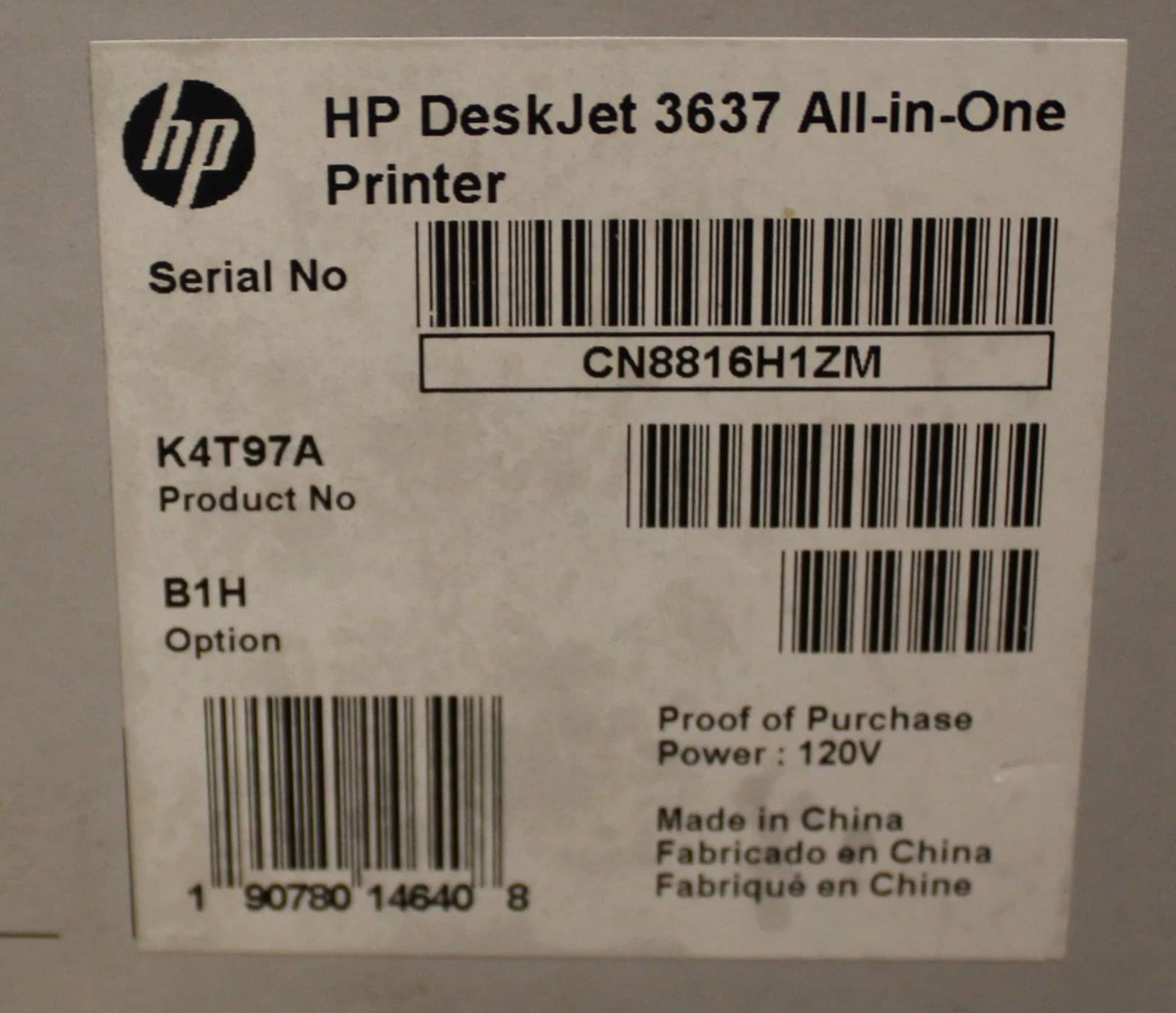 HP Deskjet 3637 Printers New