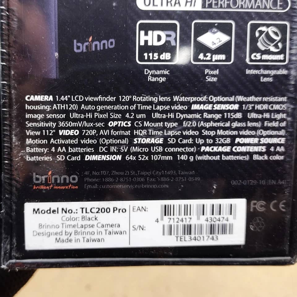 Brinno TLC200PRO Digital Cameras Black Open-Box Excellent Body Only
