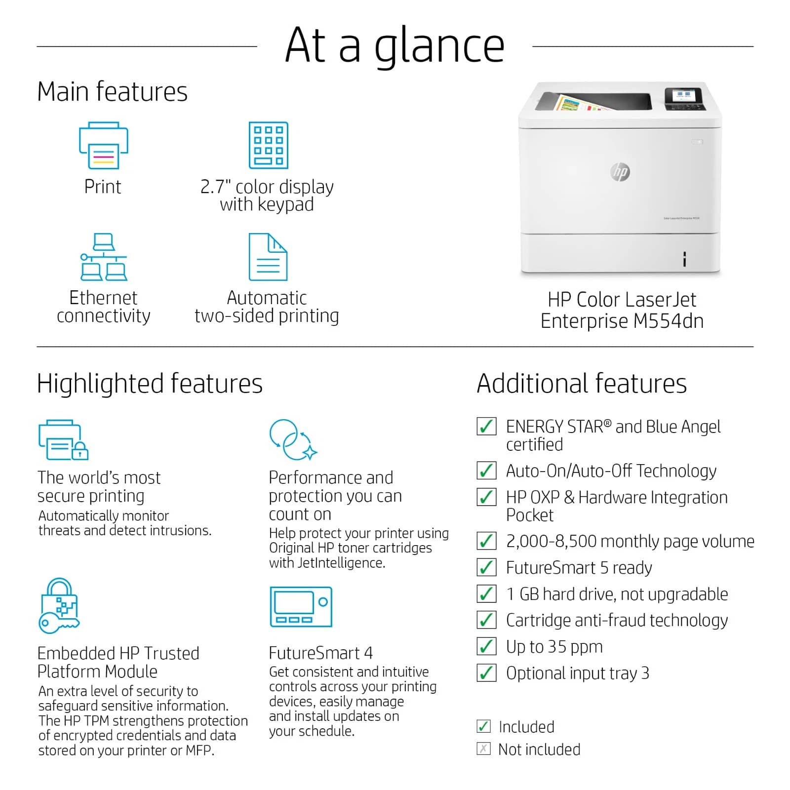 HP LaserJet M554dn Printers Open-Box Excellent