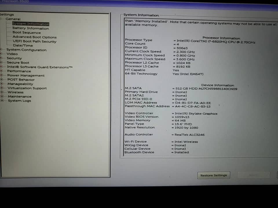 Dell Precision 3520 Computers