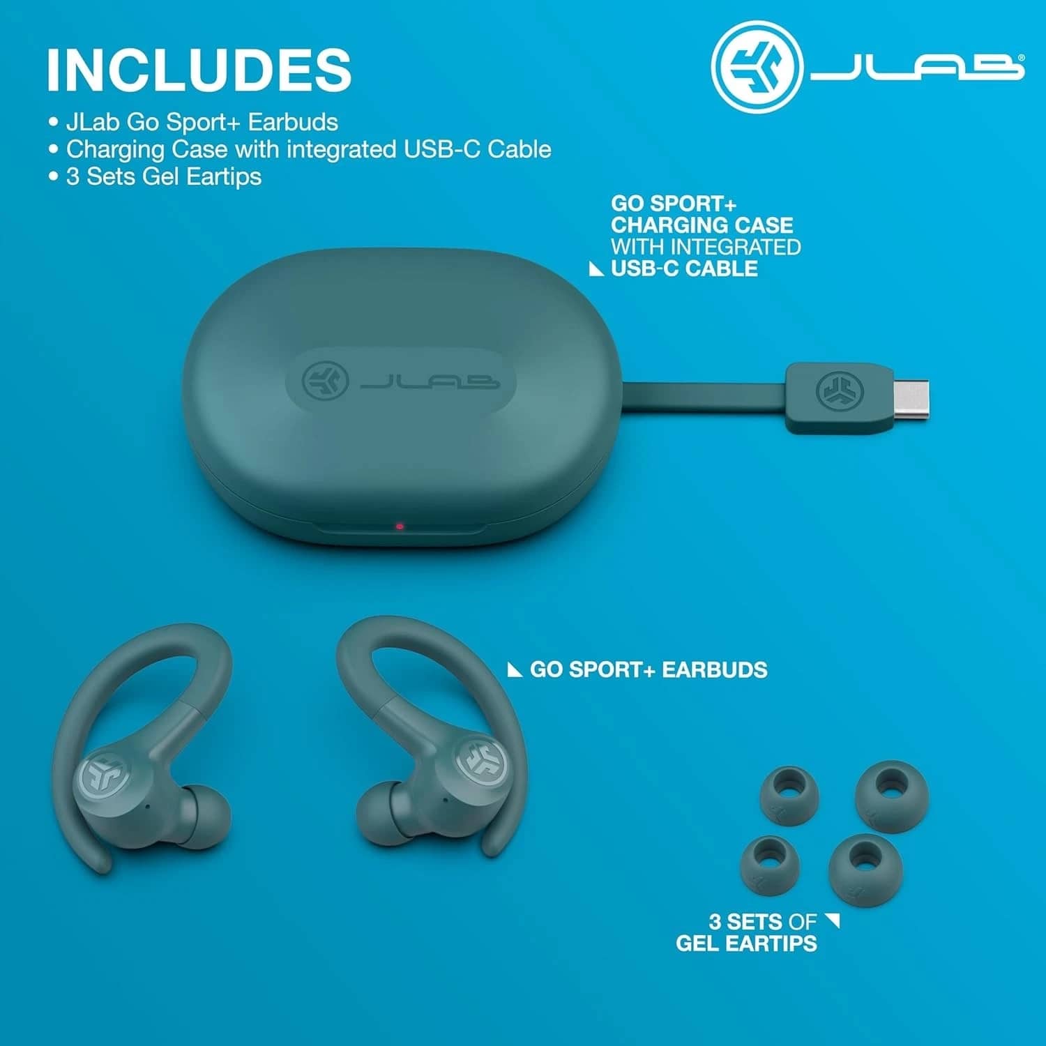 JLab EBGAIRSPRTRTEL124 Headphones & Earbuds Teal New
