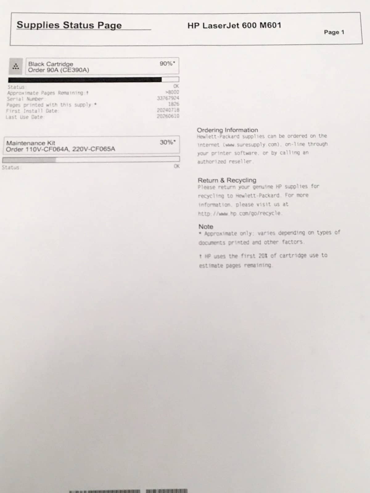 HP M601 Printers Used - Good
