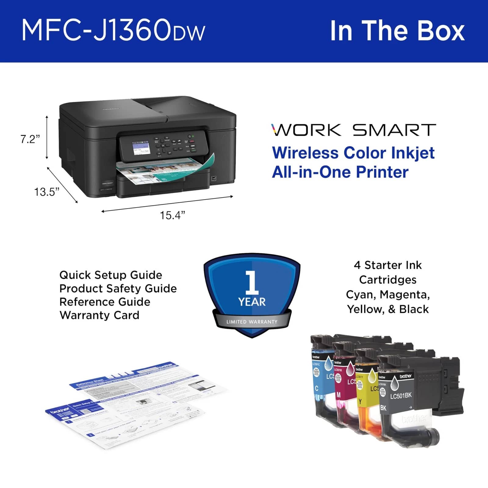 Brother MFC-J1360DW Printers Black New