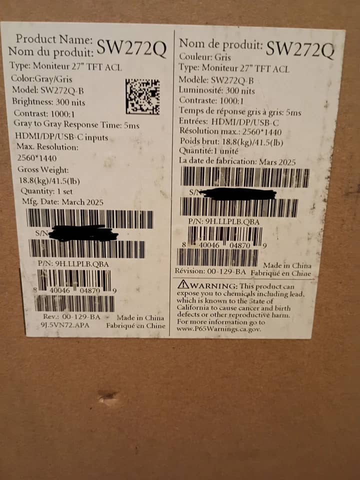 BenQ SW272Q Monitors