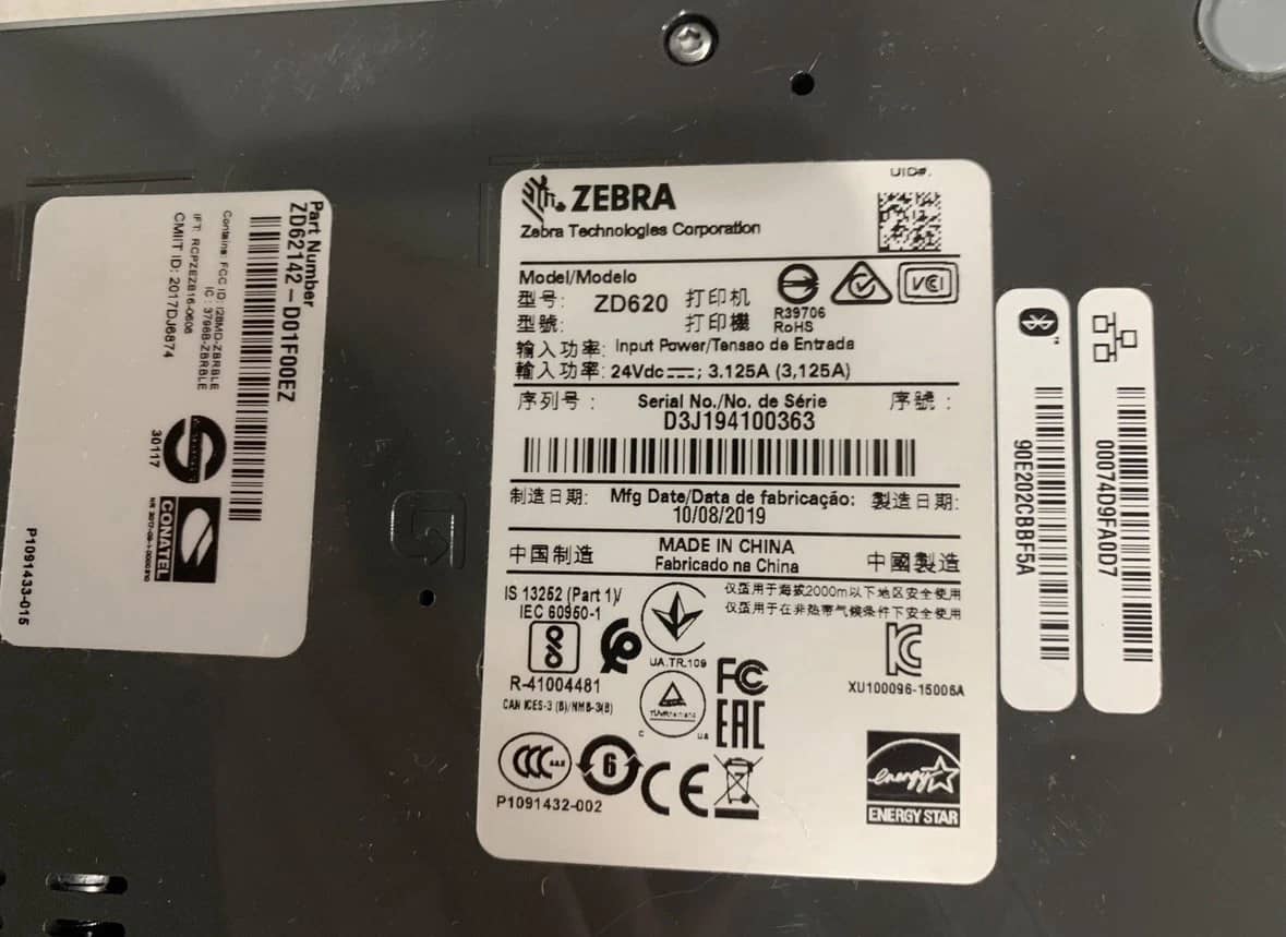 Zebra ZD620 Printers New