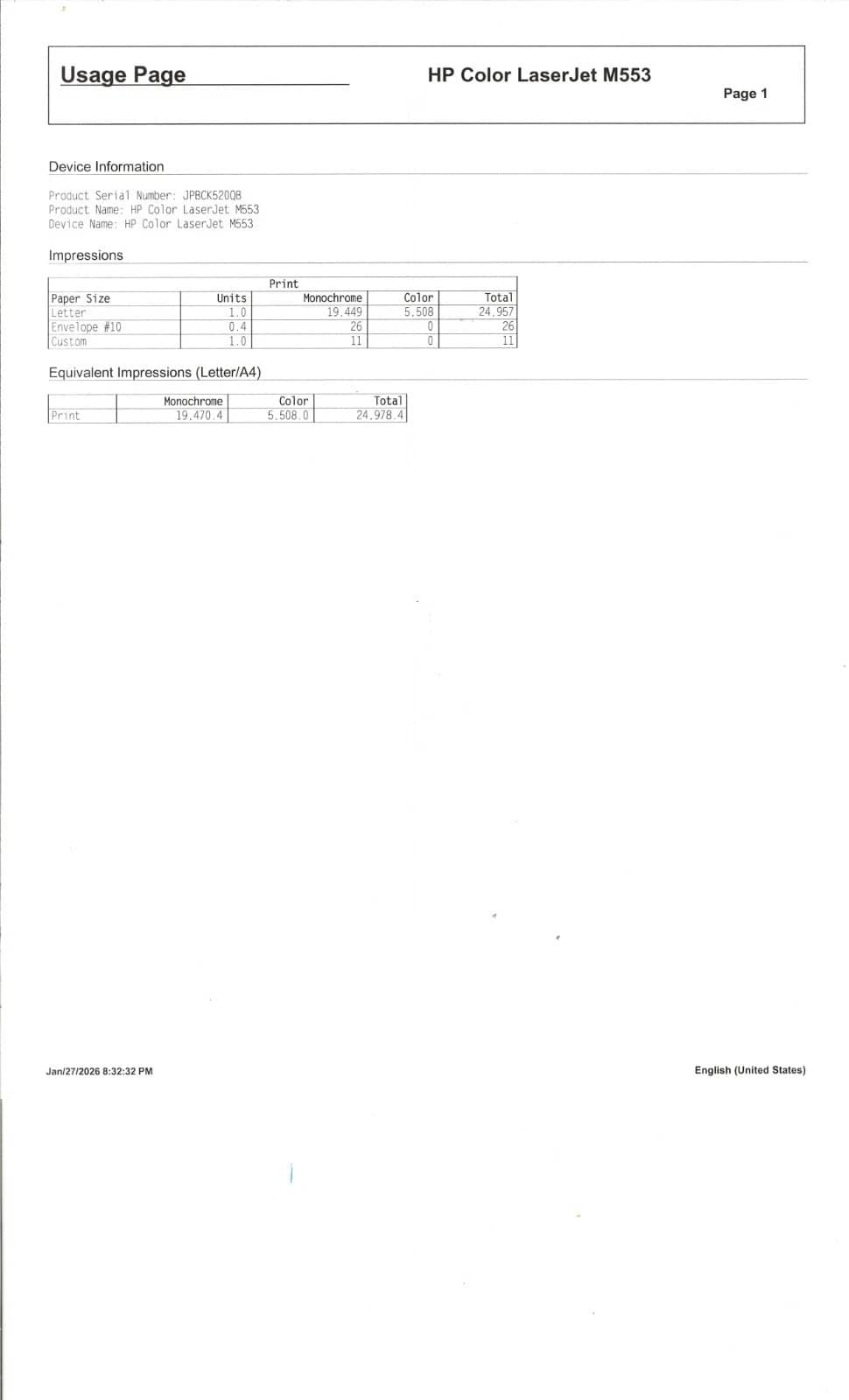HP M553 Printers Used - Good