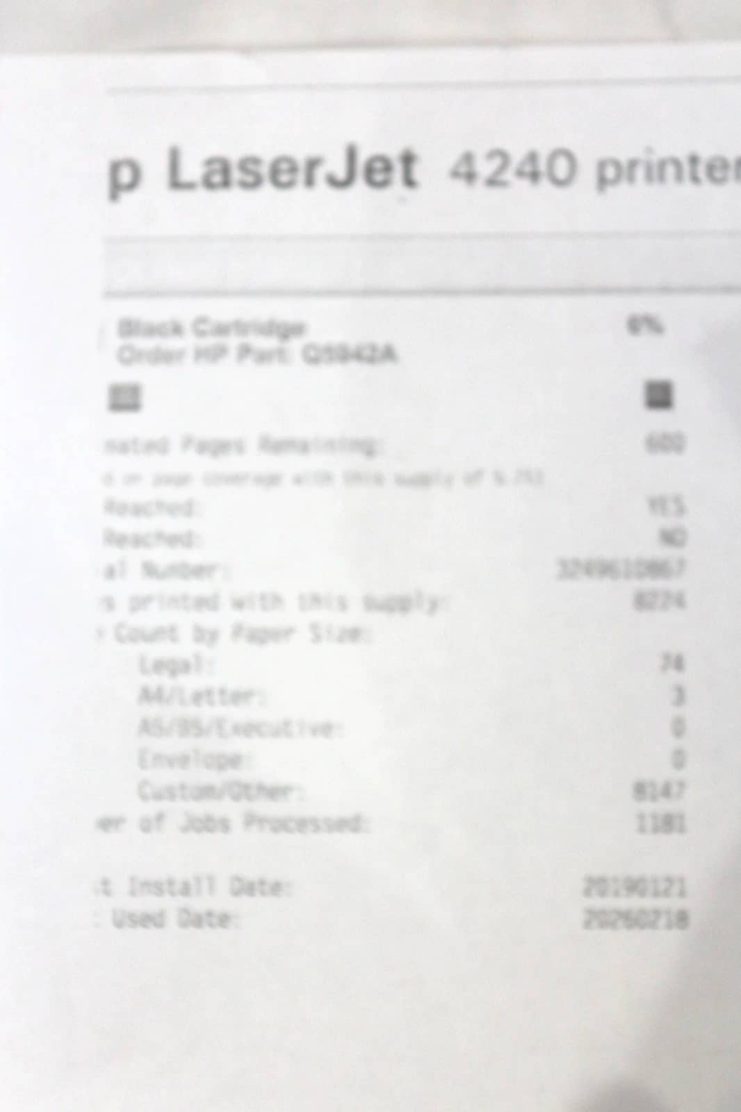 HP LaserJet 4240N Printers Used - Good