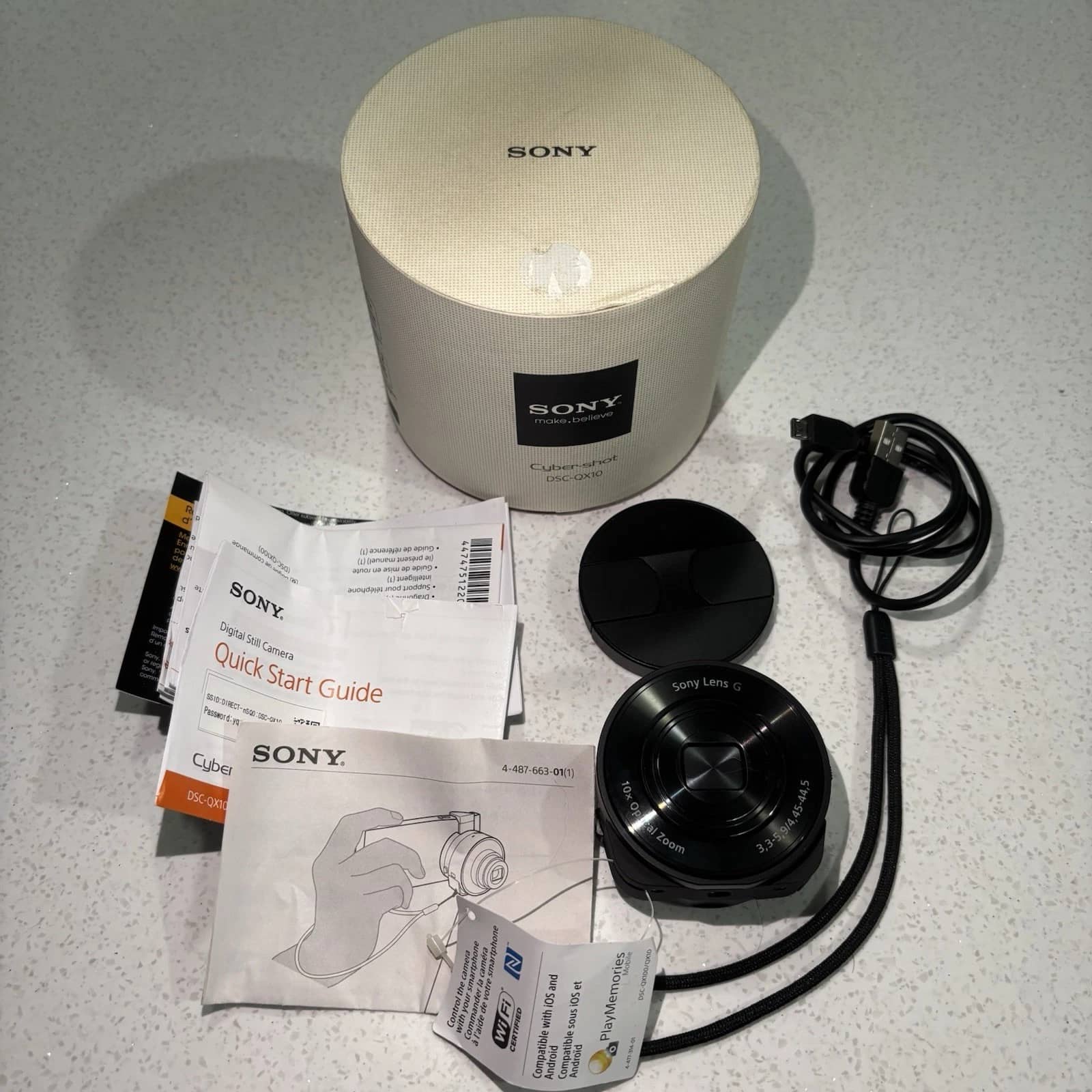Sony DSC-QX10 Digital Cameras White New Body Only