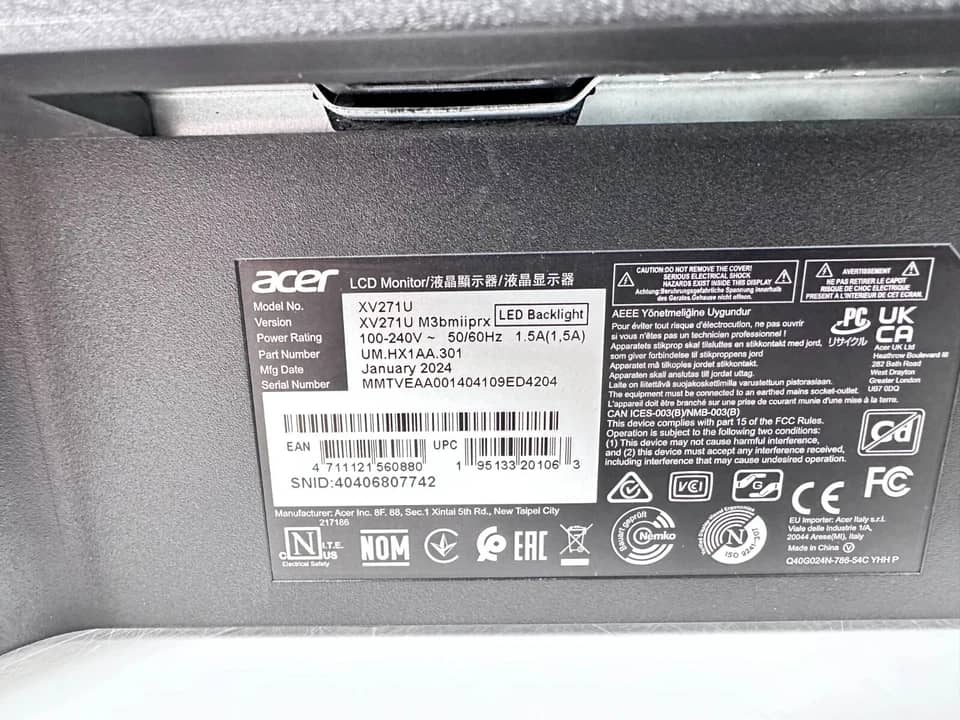 Acer XV271U Monitors