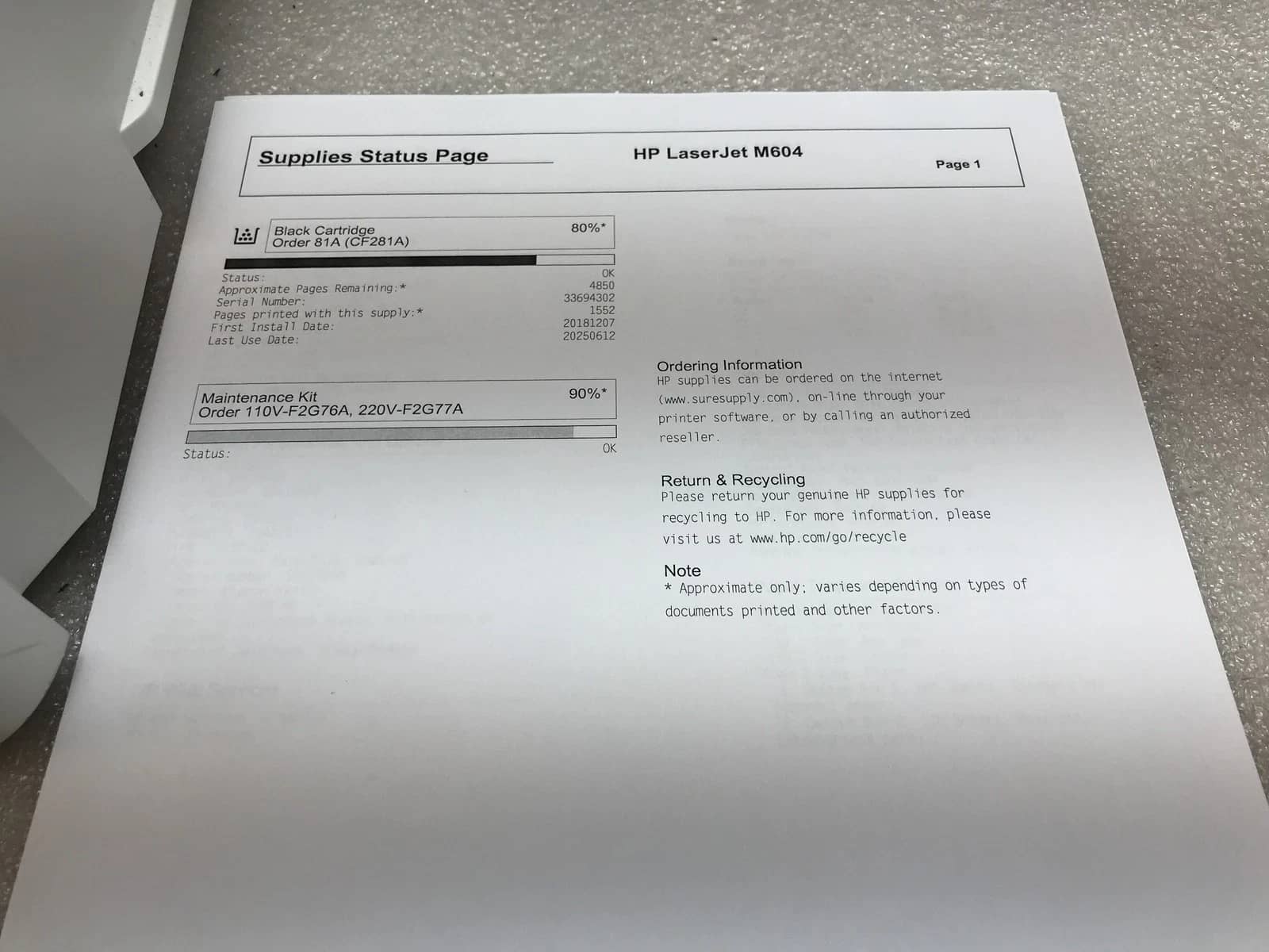 HP Laser Jet M604 Printers Used - Good