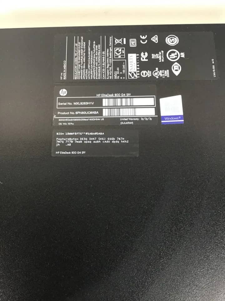 HP EliteDesk 800 G4 SFF Computers 256GB DDR4 Refurbished - Excellent