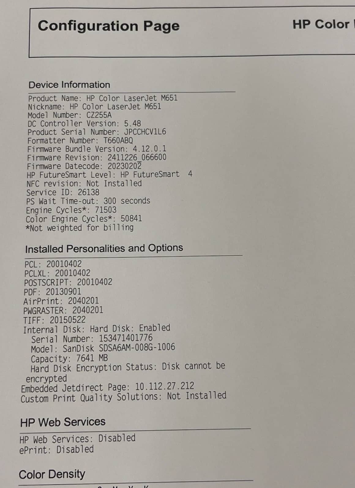 HP Color LaserJet Enterprise M651DN Printers New