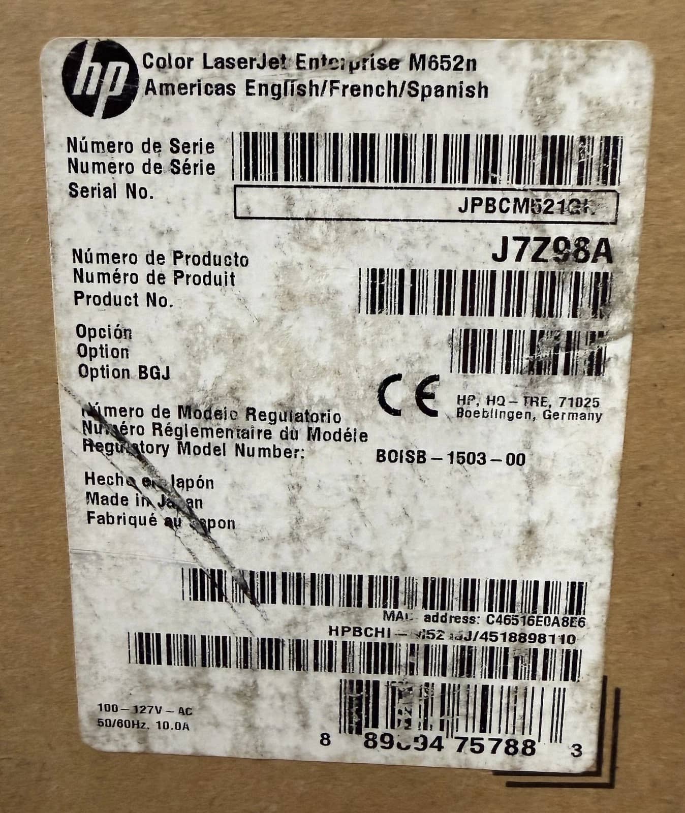 HP Color LaserJet Enterprise M652n Printers For parts or not working