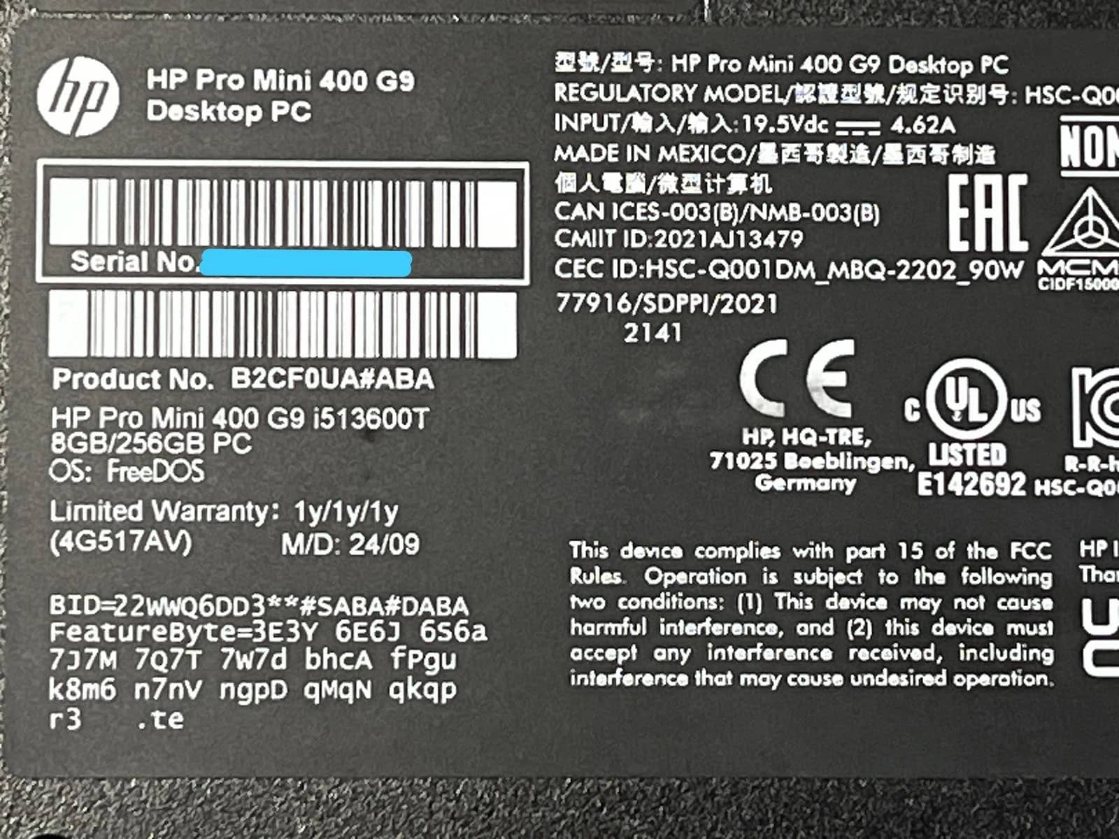HP Pro 400 G9 Mini Computers 256GB 16GB New