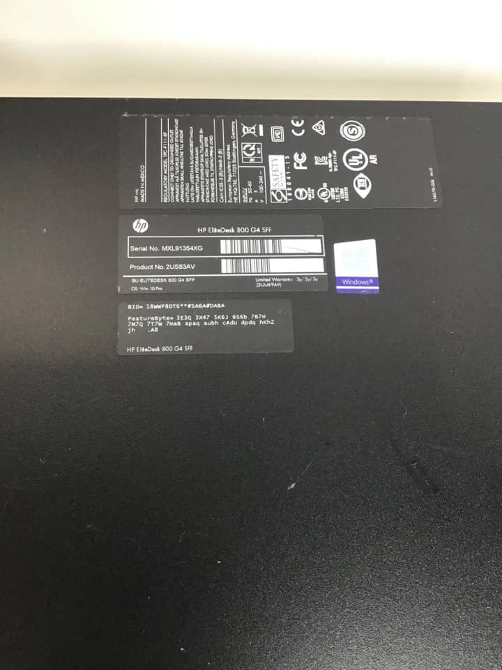 HP EliteDesk 800 G4 SFF Computers 256GB DDR4 Refurbished - Excellent