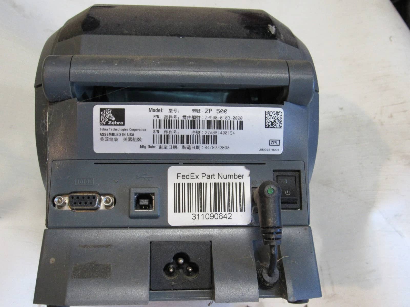 Zebra ZP 500 Plus Printers Used - Good