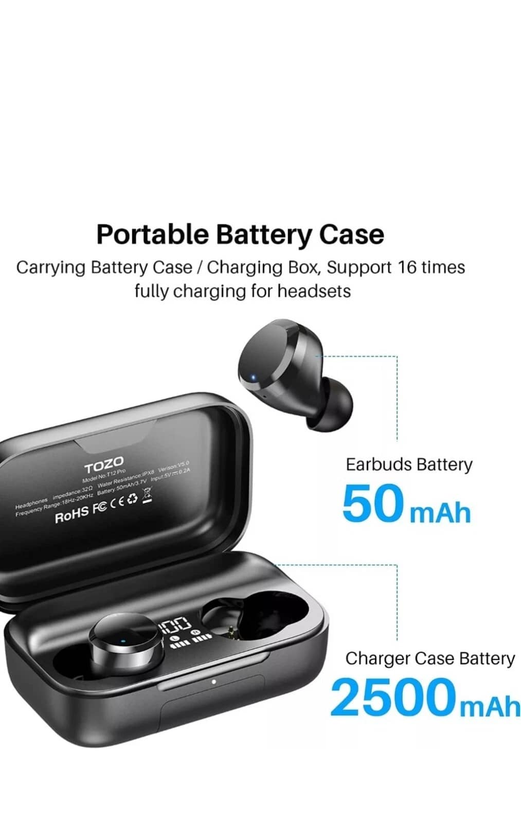 TOZO T12 pro Headphones & Earbuds Black New