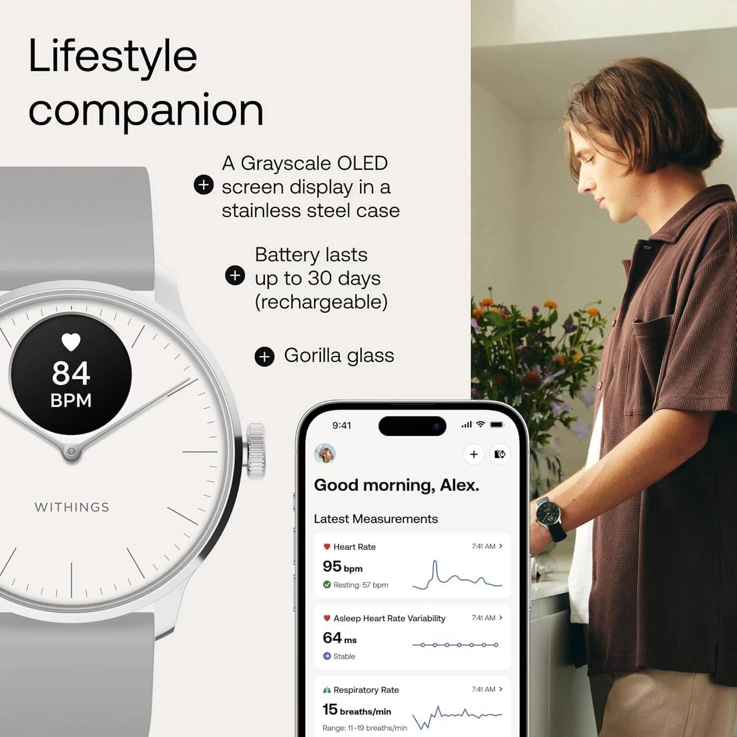 Withings ScanWatch Light Smartwatches Beige 37mm New