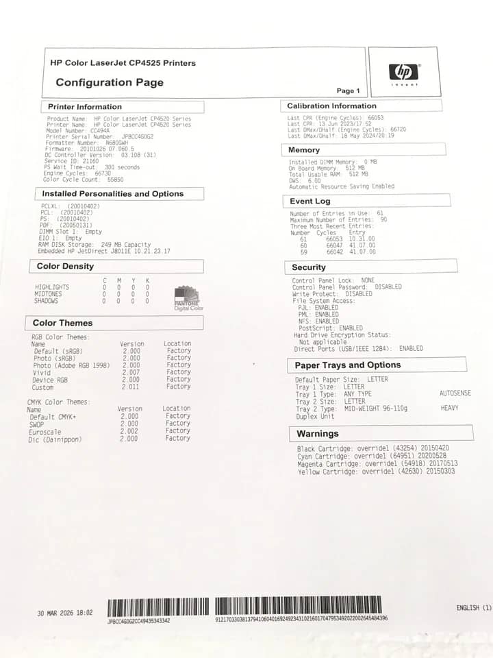 HP CP4525 - CC493A Printers Refurbished - Excellent