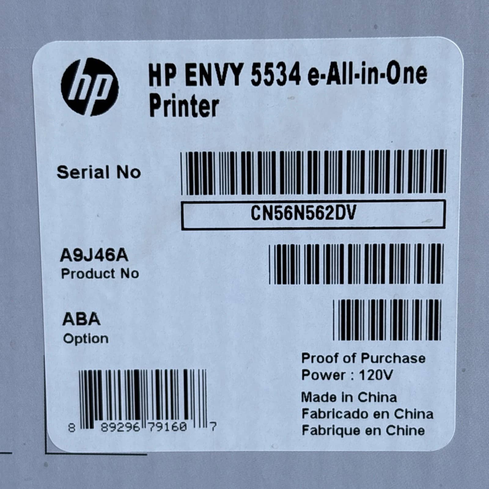 HP Envy 5534 e Printers Used - Good