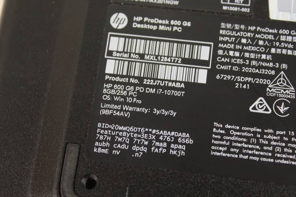 HP ProDesk 600 G6-Mini Computers 256GB 16GB Refurbished - Excellent