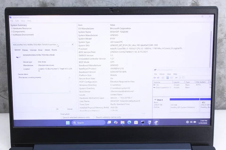 Lenovo IdeaPad S340-14IIL Computers 256GB 8GB Used - Good