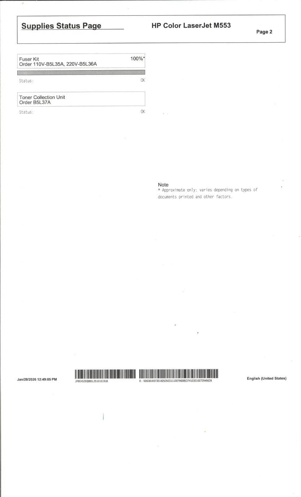 HP M553 Printers Used - Good