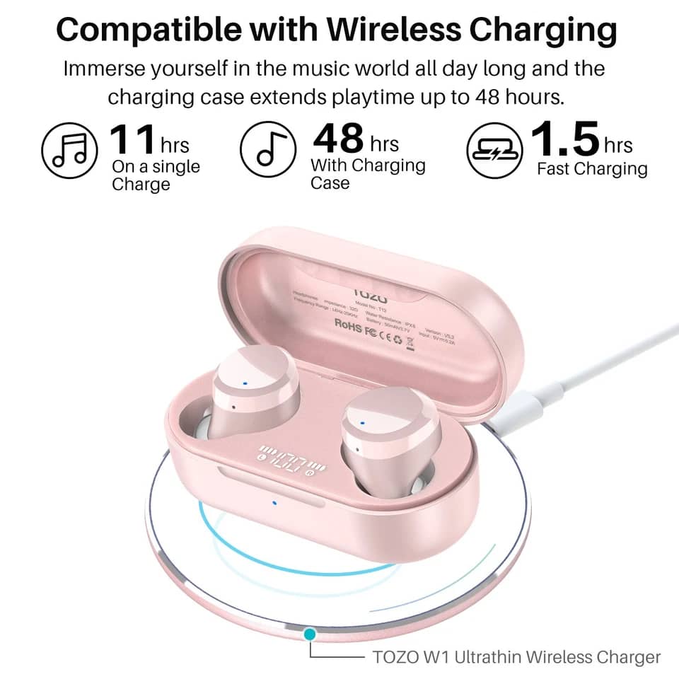 TOZO T12 Headphones & Earbuds Champagne New