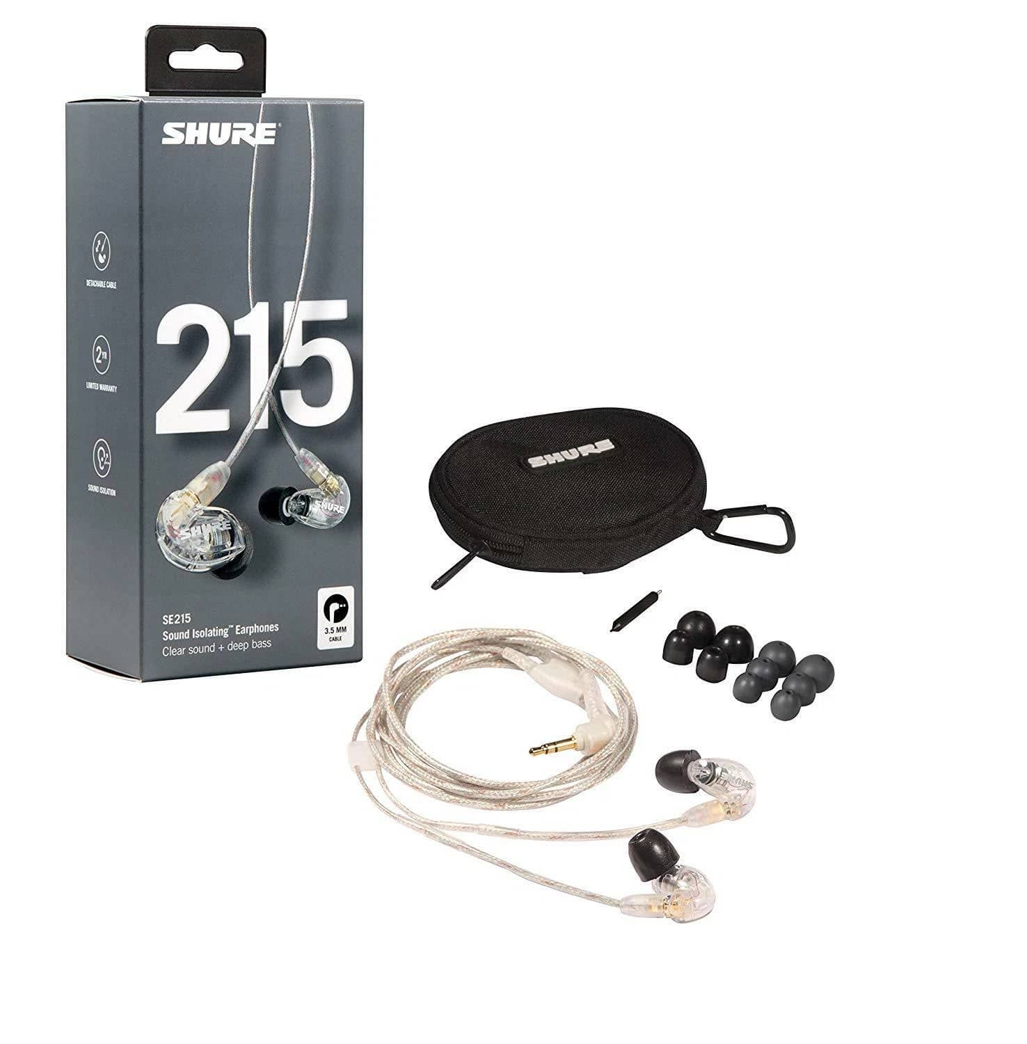 Shure SE215-CL-A Headphones & Earbuds Transparent New