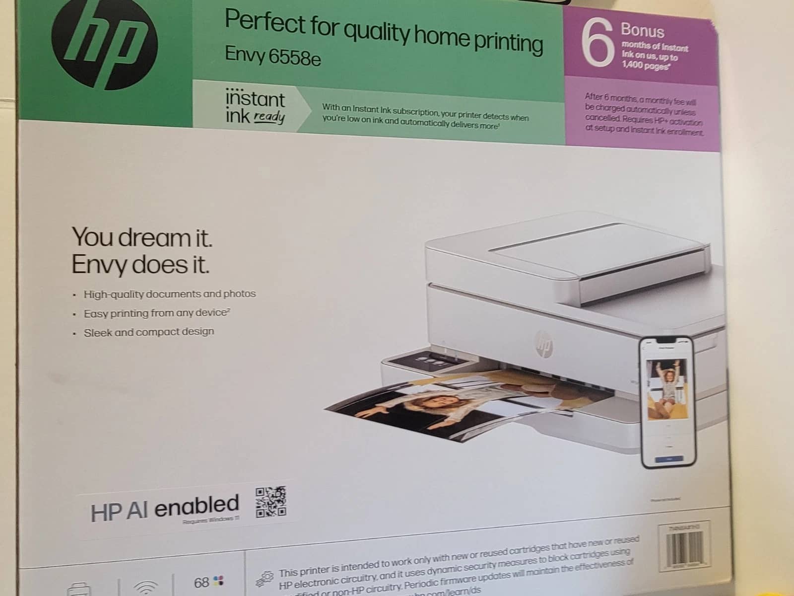 HP ENVY-6558E-O Printers Open-Box Excellent