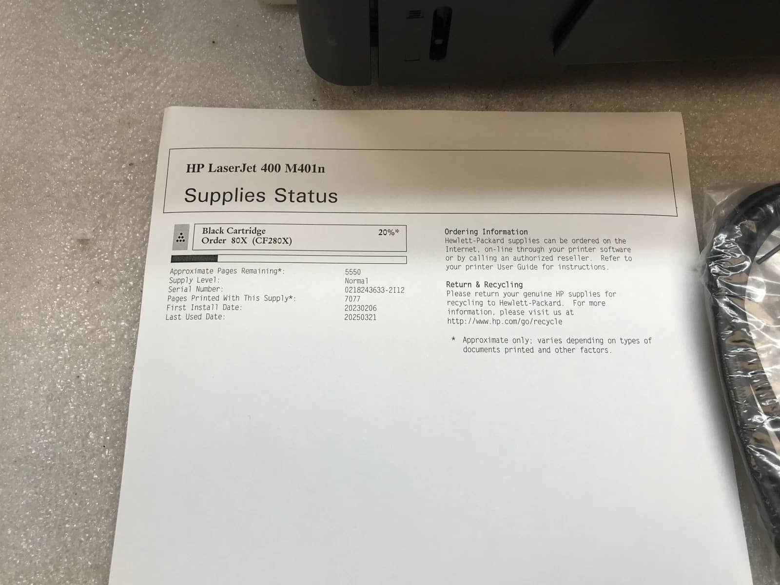 HP Laserjet 400 M401N Printers Used - Good