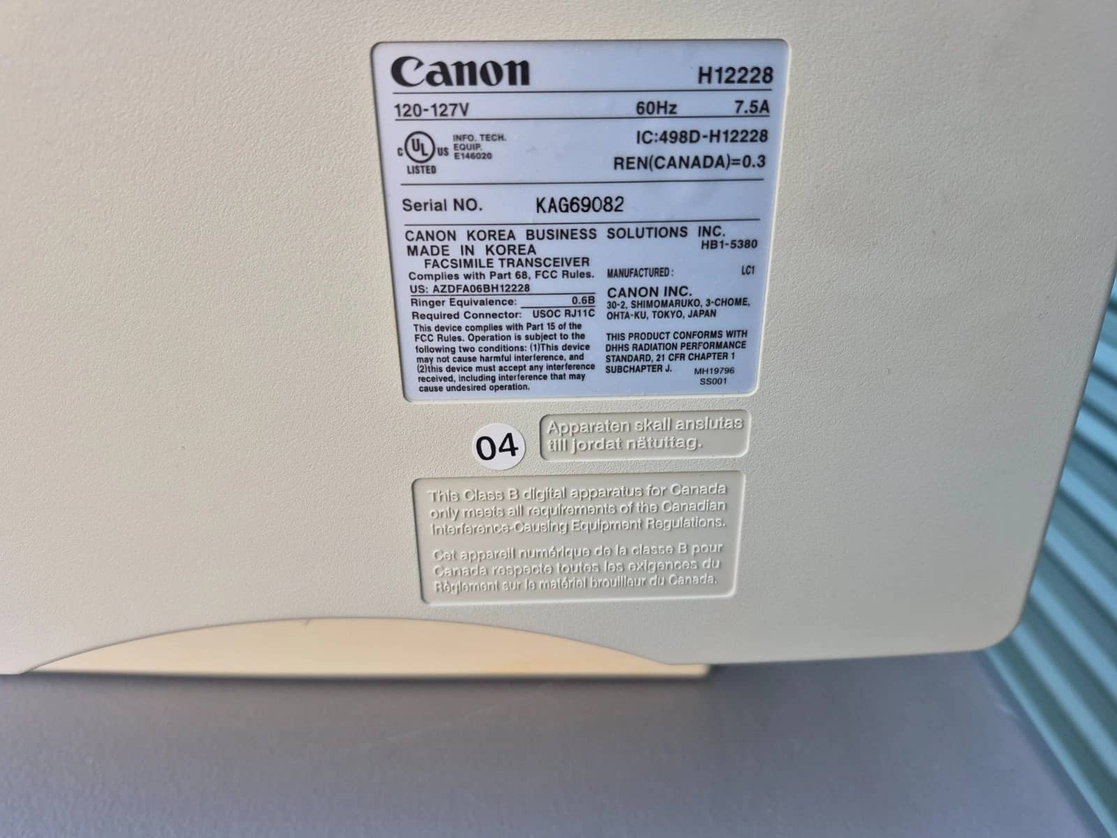 Canon H12228 Printers Used - Good